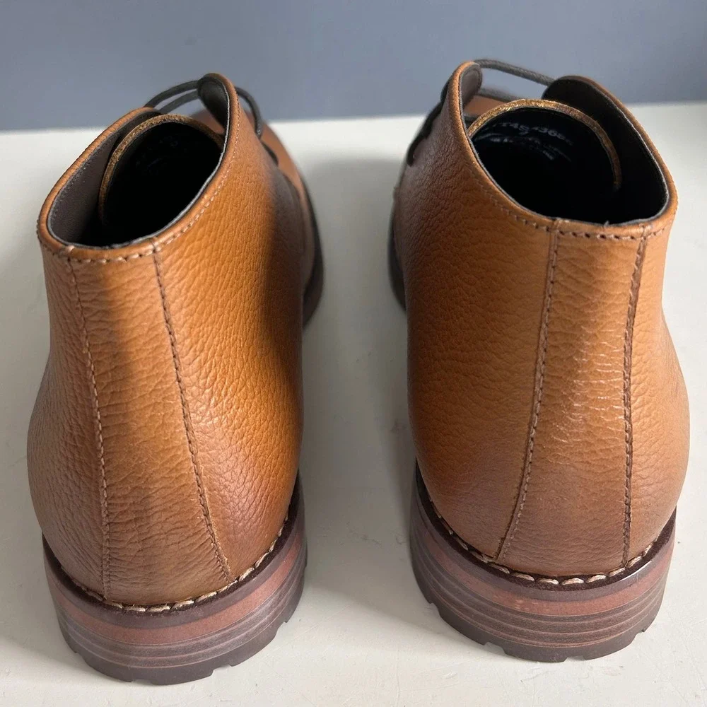 Joseph Abboud Chukka Boots Mens Size 9 Tan Pebbled Leather Lug Sole Brown NEW